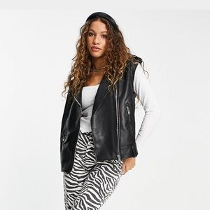 Bershka faux leather biker vest